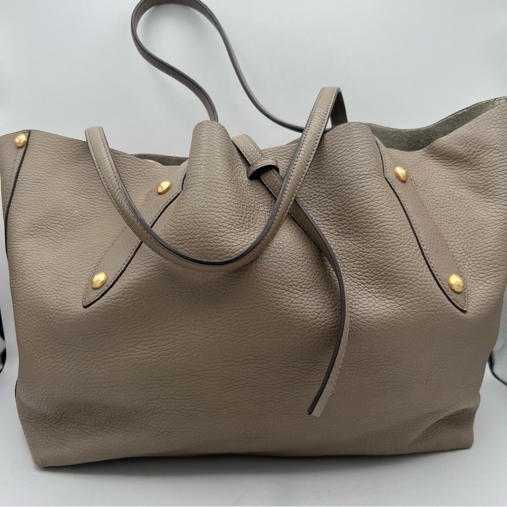 Anabel Ingall Grey Taupe Leather Women's Tote Bag